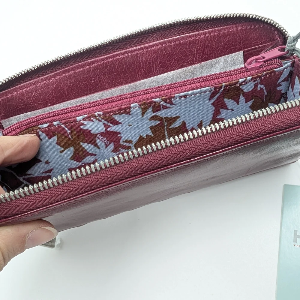 HOBO Adeline 732232 Women's Merlot Leather Wallet Zipper Dust Bag - Picture 7 of 10